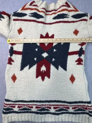 Blue Rain Aztec Southwestern Print Open Front Fuzzy Sherpa Cardigan Sweater thumbnail 5