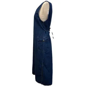 Nick & Sarah Blue Jean Denim Jumper Maxi Dress Med Side Flap Pocket Modest Boho thumbnail 3
