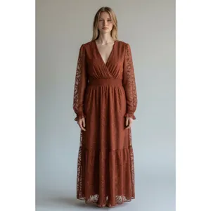 Baltic Born Rust Floor Length Dress Boho Cottagecore Long Sleeve Empire Waist 1x thumbnail 2