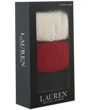 Ralph Lauren NWT LAUREN Women's 3-Pk. Snowflake Texture Roll-Top Socks thumbnail 1