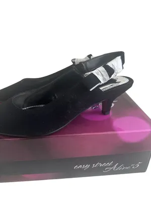 EASY STREET Black Lamy Fabric Slingback Bow Kitten Heels Size 8 NEW NIB thumbnail 7