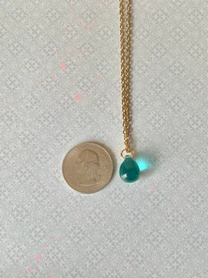 Handmade Czech glass & gold stainless dainty necklace💚 thumbnail 6
