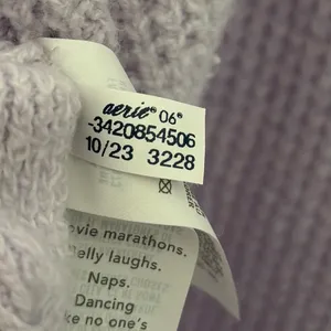 Aerie CozyUp Waffle Polo Sweater Lavender Dawn Purple Oversized Baggy Knit thumbnail 13