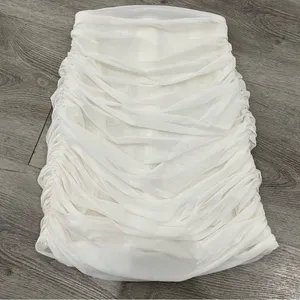 House of CB White Aubrey Ruched Mesh Mini Skirt Small thumbnail 3
