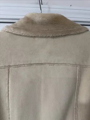 Vintage Mudd 90s Tan Faux Sued Fur Winter Teddy Coat Jacket Size M thumbnail 8