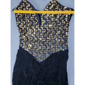Gunne Sax‎ Dress Women 9 Black Gold Sequin Velvet Vintage 80s Prom Gown Formal thumbnail 6