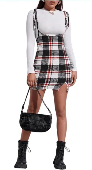 Amazon NWOT Plaid Cami Mini Dress thumbnail 1