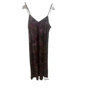 Natori Slip Dress Chemise Spaghetti Straps Purple Paisley Multicolor Midi Size L thumbnail 9