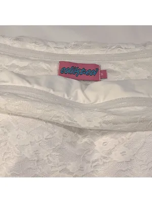 $58 NWOT Edikted Elysia Fold Over Sheer Lace Top in white M thumbnail 5