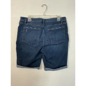 Apt. 9 Bermuda Shorts Size 14 Dark Wash Cuffed Distressed Denim thumbnail 2