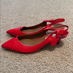 Tabitha Simmons Red Bow Accent Slingback Kitten Heel Size 9 thumbnail 5