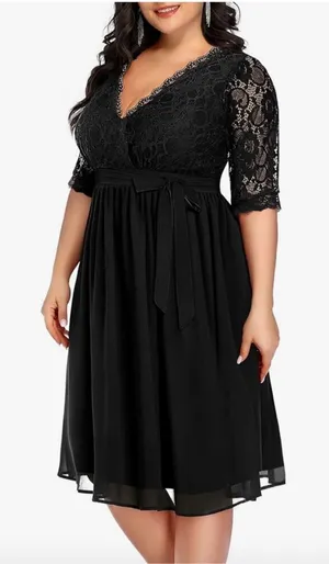 NEW Lace Chiffon Wedding Formal Cocktail Midi Dress 20W thumbnail 1