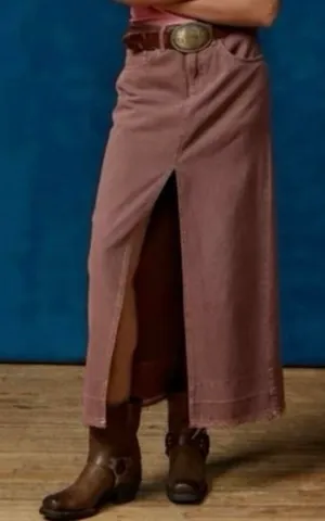 Urban Outfitters Mandi Denim Long Maxi Skirt Small Women’s Wine thumbnail 1