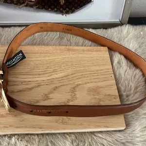 Brighton Brown Leather Belt with Gold Buckle. Size small thumbnail 2