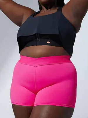 SHEFIT‎ NWT V Waist Biker Short in Pink Glo Size Medium thumbnail 1