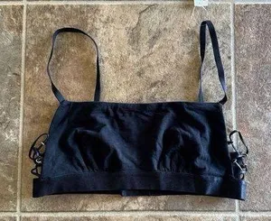 Aerie Real Good Strappy Side Lace Up Bralette Black Size Small thumbnail 1