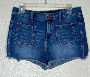 Lucky Brand Women's Cutoff‎ Patch Pocket Jean Shorts Size 10 Zip Fly Denim thumbnail 1