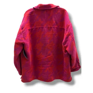Scoop Oversized Houndstooth Wool Blend Shacket Pink Orange L 12 14 NWT NEW‎ thumbnail 5