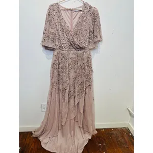 MAC DUGGAL 93681 Vintage Lilac Pink Sequined Butterfly High Low Gown Dress sz 10 thumbnail 4