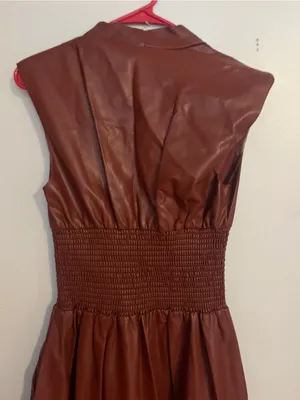 Anthropologie Chocolate Brown Zip-Front Midi Dress-Skirt thumbnail 7