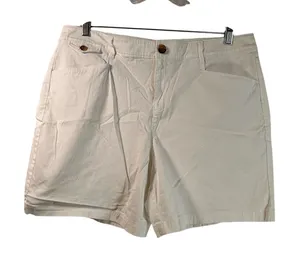Charter Club Pant Shop Cream Cotton Stretch Bermuda Shorts Womens Size 16 thumbnail 1