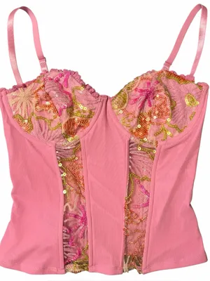 Edikted Medium Pink Inka Sequin Beaded Floral Underwire Top thumbnail 2