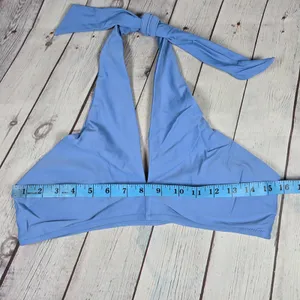 Aerie Real‎ Good Halter Bikini Swim Top Blue Size L thumbnail 7