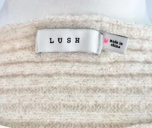 New Lush Lurex Ribbed Boat Neck Sweater Off The Shoulder Long Sleeve Cream Gold thumbnail 13