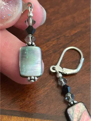 C437 Earrings 925 sterling silver very nice mother of pearl thumbnail 2