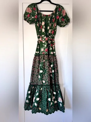 FARM Rio Green Pineapple Garden Organic Cotton Maxi Dress Size M thumbnail 7