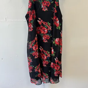 Betsey Johnson Black Floral Sleeveless Halter Mini Flowy‎ Romantic Dress Sz 10 thumbnail 4