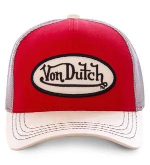 Von Dutch Red & Beige Snap Back Trucker Hat Adjustable thumbnail 1
