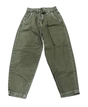 ZARA Women's High-Waisted Balloon Pants Size 2 Green Casual Relaxed Fit thumbnail 1