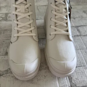 Palladium Pallabase Star White Twill Vegan High Block Heel Platform Lug Boot 8.5 thumbnail 2