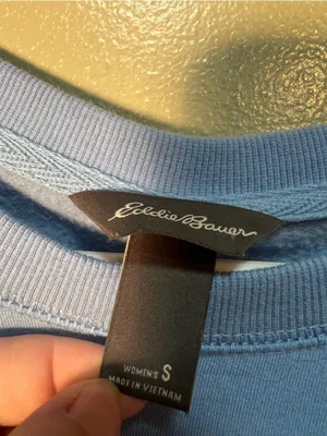 Eddie Bauer Women's Size Small Crewneck Sweatshirt‎ Light Blue Slit Sides Fleece thumbnail 10