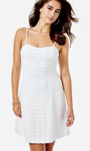 NWT Lilly Pulitzer Perry Stretch Dress Resort White Pineapple Pucker Jacquard 12 thumbnail 1