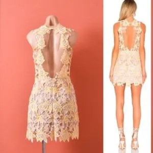 NBD Yellow Lace Mini Dress thumbnail 3
