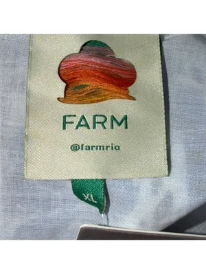 FARM Rio Blue Motif Puff Sleeve Peplum Top XL NWT thumbnail 11
