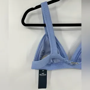 NWT Hollister Ribbed Bikini Top Striped Baby Blue Adjustable Wide Strap Medium thumbnail 9