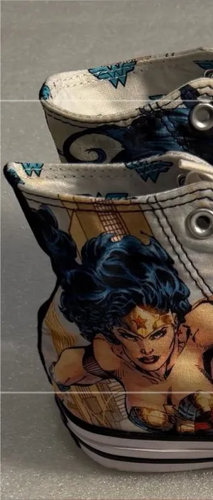 Converse Wonder Woman Graphic High-Top Sneakers - Cream/Blue/Black thumbnail 1