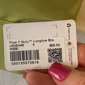 Lululemon Flow Y Nulu Longline Bra, B/C Cup. Size 4 NWT WSBI (Wasabi) thumbnail 4