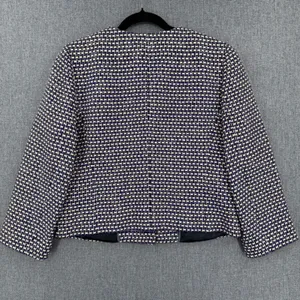 J.Crew Navy White Metallic Tweed Silk Blend Blazer Jacket Size 12 Preppy Twee thumbnail 4