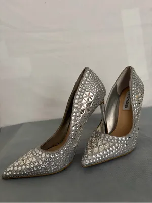 Steve Madden Women Rhinestone Pumps Silver Pointed Toe Heels Sz 6M Vivid-S(B261) thumbnail 3