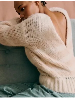 Sezane Lysandre Knit Jumper Sweater in Ecru Camel size Medium $198 thumbnail 2