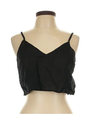 FARM Rio Black Cropped Camisole Tank Top Size L Minimal Y2K Summer thumbnail 1