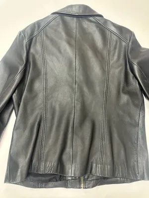 MLC Black Leather Zipper Jacket with Pockets and Acetate Lining | Size XL thumbnail 5