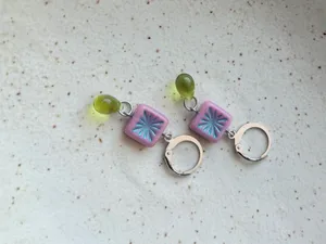 Handmade quality Czech glass beads chic fairy boho vintage retro style dangle earrings🌿✨ thumbnail 6