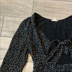 Cotton Candy Black and White Babydoll Dress with Long Sleeves thumbnail 3