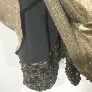 Alice + Olivia Size Large Estelle Gold Mock Neck Dress‎ Sequin Trim thumbnail 6