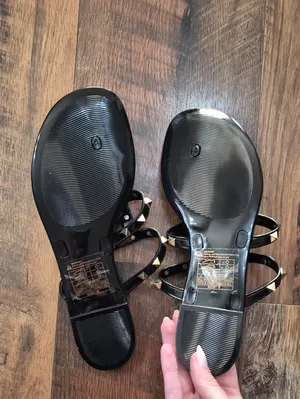 Black Studded Strappy Sandals Womens 8 Y2K Grunge Shoes8 thumbnail 4